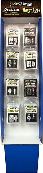 Gift Box Combo 48 pc Floor Display, Item# 110420, Victor Pocket Oil Lighter, Mini Swiss Army Knife, Money Clip