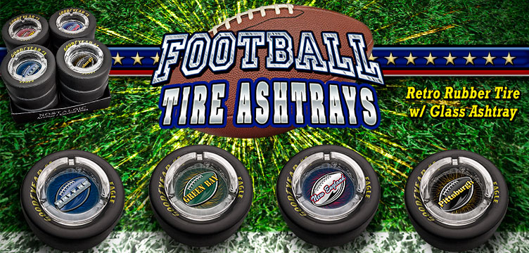 City Football Tire Ashtrays: Retro Rubber Tire with Glass Ashtray