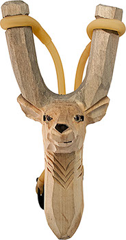Deer Wood Carved Slingshot - Hand Painted, Hand Carved