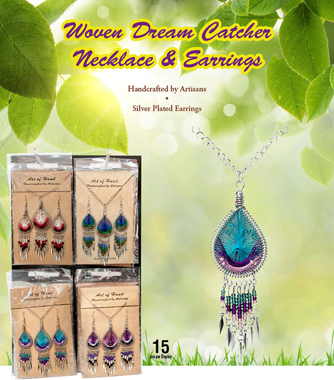 Woven Dream Catcher Necklace & Earrings Sale Sheet - 15 pc
