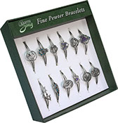 Earth Song Pewter Bracelets 12 pc Green Box Display