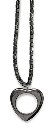 Earth Spiriit Hematite Necklace Open Heart, 18 inch, Item 62418