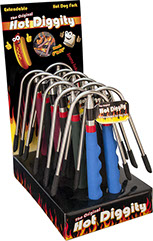 Extendable Telescopic Hot Diggity Hot Dog Fork 12 pc Display, Reverse Forks, Extends 6" to 31",  Item 129664