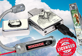 Officially Licensed Items: NRA Rechargeable USB Lighter, Winchester Bendable LED Laser Bore Flashlight, Dale Adkins Horse Fingernail Clippers