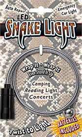 LED Blue Snake Light Flashlight Hanging Card, Item 129960, Wrap, Coil, Reading Light, Camping, Concerts