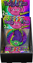 Trolls of Fun Magnet 4 inch Circle 2 pack 18 pc Display - Item 71618, 