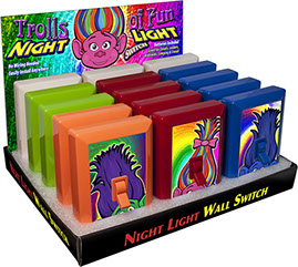 Trolls of Fun 6 LED Night Light Wall Switch 15 pc Display - No Wiring Needed